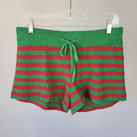 BEACH RIOT // red green stripe relaxed fit elastic drawstring balboa knit shorts - Picture 2 of 10